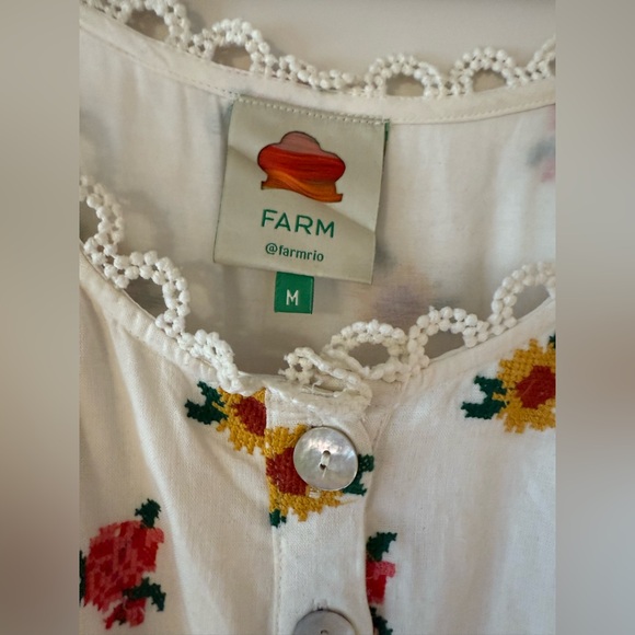 Farm Rio Embroidered Floral and White Midi Dress🌻 - Picture 4 of 6